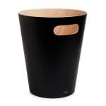Woodrow Wastebasket, 8 Quart, Black and Walnut